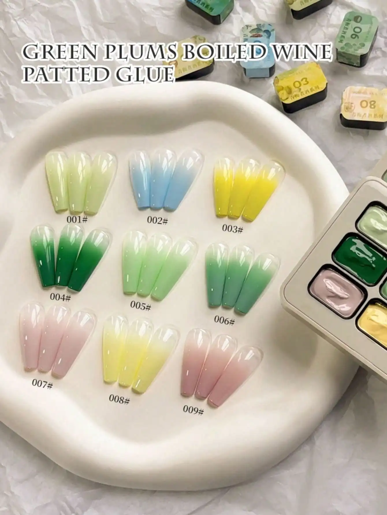 MORDDA 9 pièces prunes vertes vin bouilli Patter colle taches en conserve haute Saturation populaire semi-solide colle à ongles Salon pour spécial