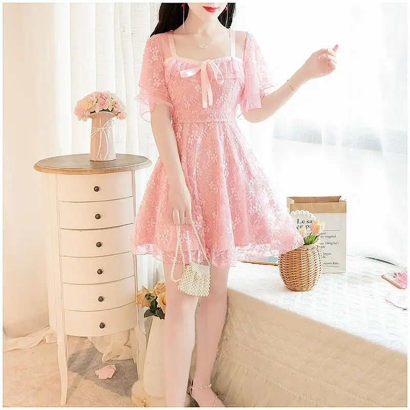 

Women's Dress2024New Lace First Love Short Large Size Slimming Slim Fit Slightly FatMMShort Fairy Skirt