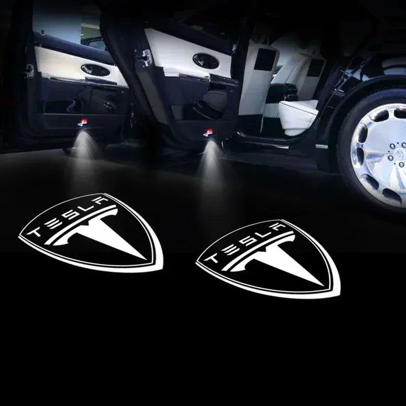 2 pieces For Tesla MODEL 3 X S Y 2016 2017 2018 2019 2020 2021 22 23 LED Car Door Welcome Light Projector Logo Ghost shadow Lamp