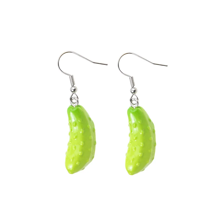 Trendy Resin Cucumber Dangle Earrings Adorable Food-Themed Jewelry Handcrafted Pickle Cucumber Pickle Drop Earrings Jewelry