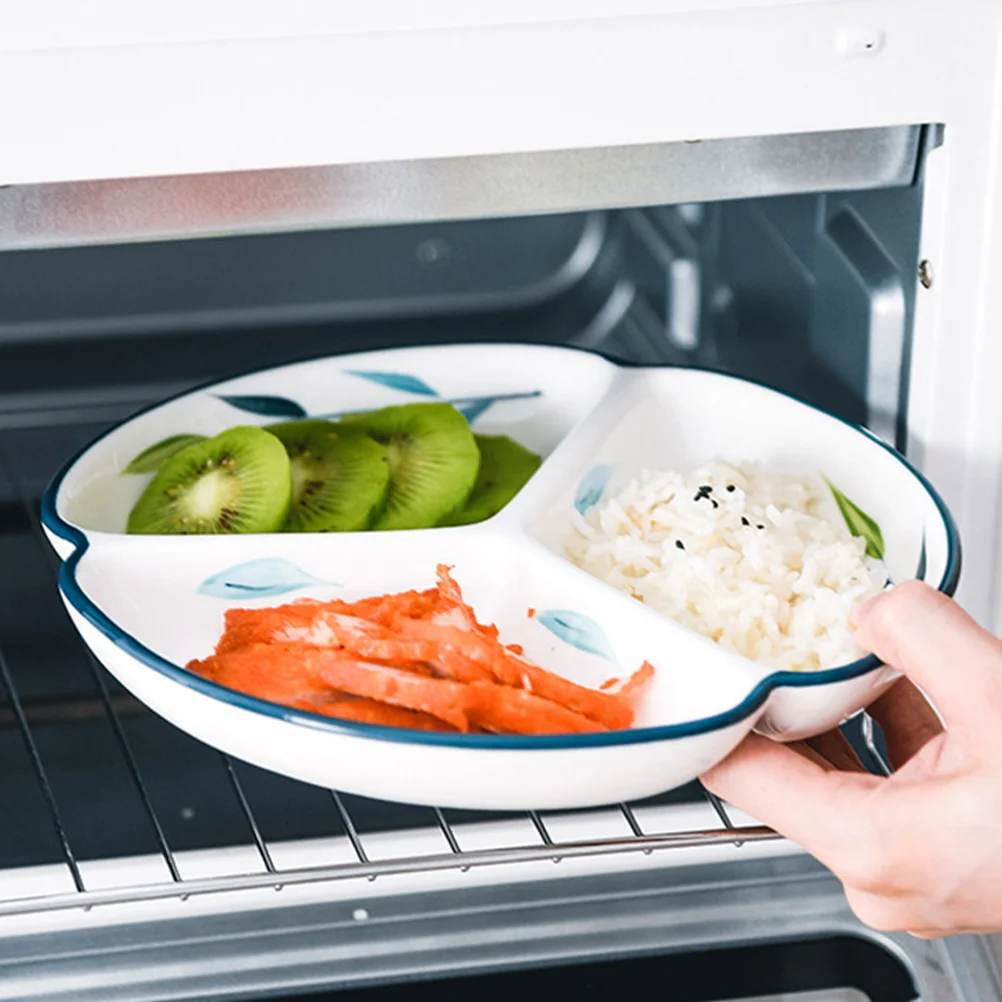 

Ceramic Three Grid Dish Elegant Breakfast Tray Safe Healthy Tasteless Good Hand Feel Perfect Housewarming Gift Friends Family