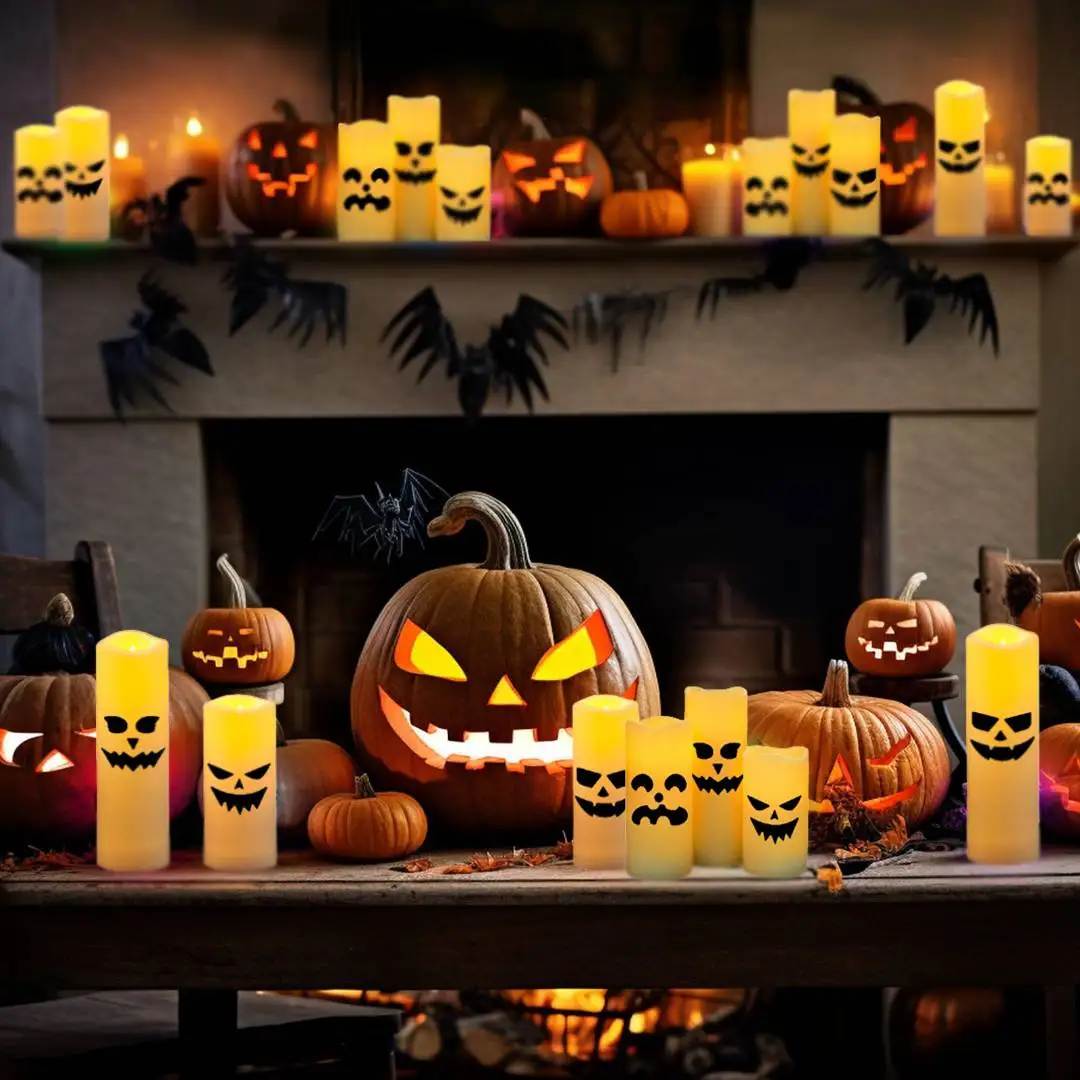 Imagem -05 - Bateria Operado Velas de Halloween com Controle Remoto e Temporizador Fantasma Bruxuleante Velas Pilar Led Decoração de Halloween 1248 Pcs