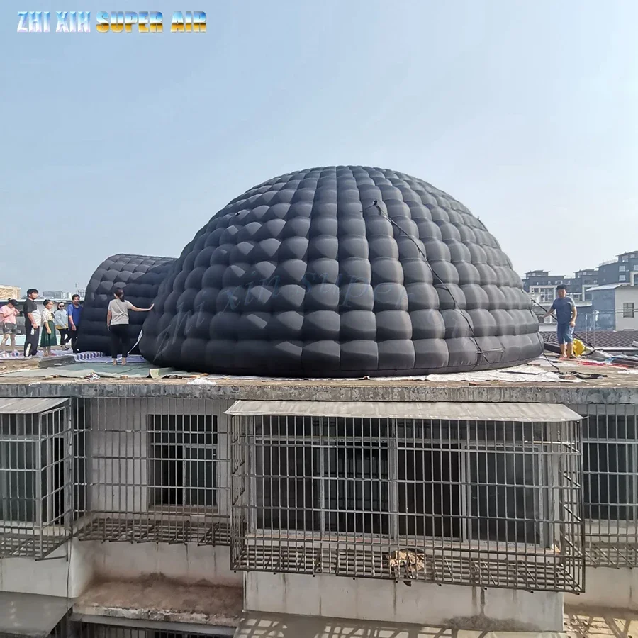 Venda quente personalizado preto ao ar livre inflável cúpula tenda iglu inflável com porta para eventos ou propaganda