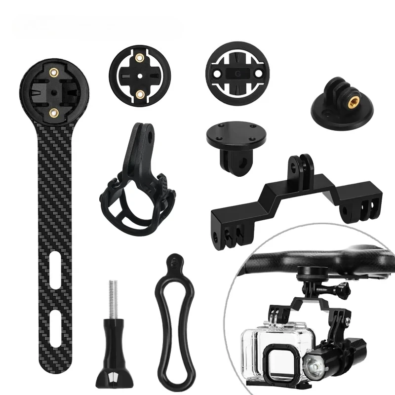 Fietscomputerhouder Koolstofvezel Beugel Racefiets Stopwatch Snelheidsmeter Mount Voor Garmin Bryton Gopro Adapter Light Stand