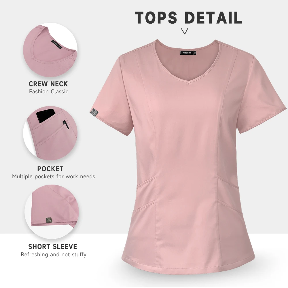 Uniforme de trabajo hospitalario para mujer, conjunto de ropa de enfermería, ropa de trabajo de enfermera, ropa de trabajo de servicio de salud, Top y pantalones, uniformes