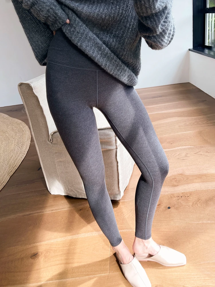 

Ownsong High Waist Fce Lined Thiened Women's Leggings Autumn Winter Bla ey Elastici Boting Pants