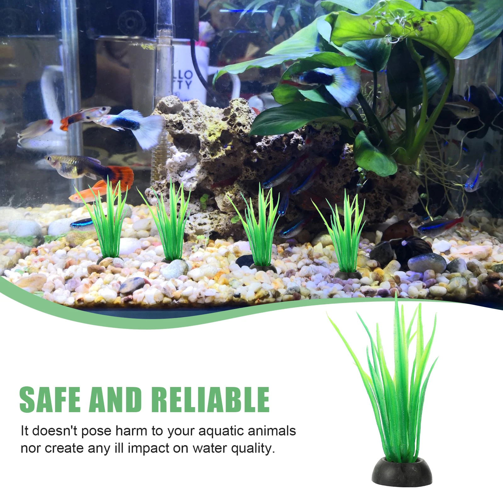 

20 Pcs Realistic Aquarium Plants Decor Lifelike Fake Plastic Fish Tank L scaping Accessories Safe Water Durable