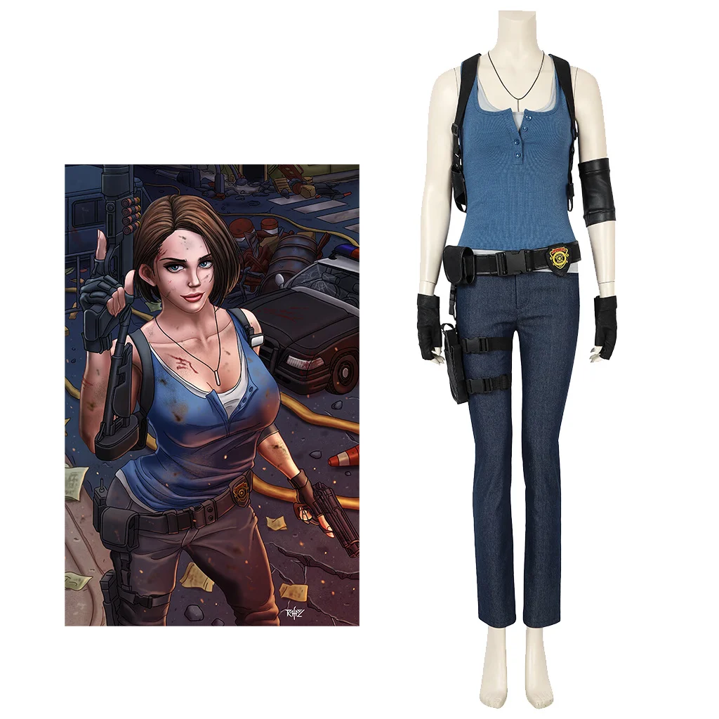 Women Game Jill Valentine Cosplay Costume Outfits RE 3 Jill Valentine Fighting Suit With Accessories Set Halloween Carnival Suit