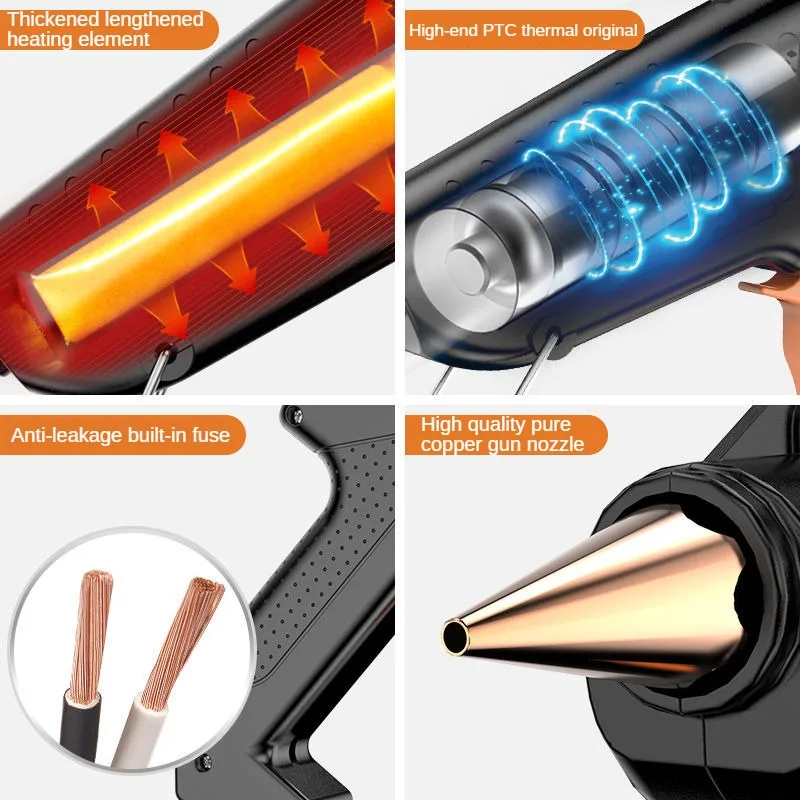 Imagem -02 - Mini Household Industrial Hot Melt Glue Gun Temperatura do Calor Thermo Ferramenta de Reparo Elétrico Uso 11 mm Glue Sticks 30 w 50 w 160w