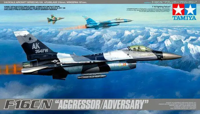 Tamiya 61106 1/48 Scale Model USAF F-16C/N Aggressor/Adversary Fighting Falcon Model Building