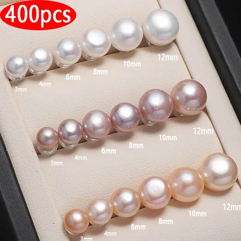 3-12mm Pearl Imitation ABS Plastic Ball Beaded Jewelry Accessories Handmade DIY Necklaces Bracelet White Beige Jewelry Findings