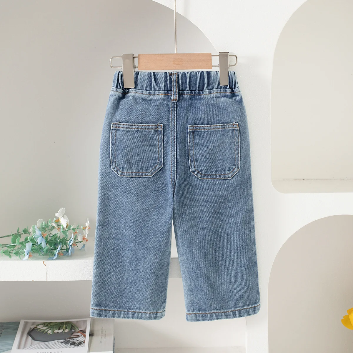 2026 Summer New Girls Denim Trousers Infant Fashion Casual Pants Baby Girl Bow Jeans Straight Leg Pants Toddler Clothes