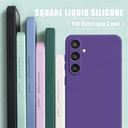 Square Liquid Silicone Soft Case For Samsung Galaxy S25 S24 Ultra S23 FE S22 S21 Plus A15 A54 A55 A14 A34 Shockproof Back Cover