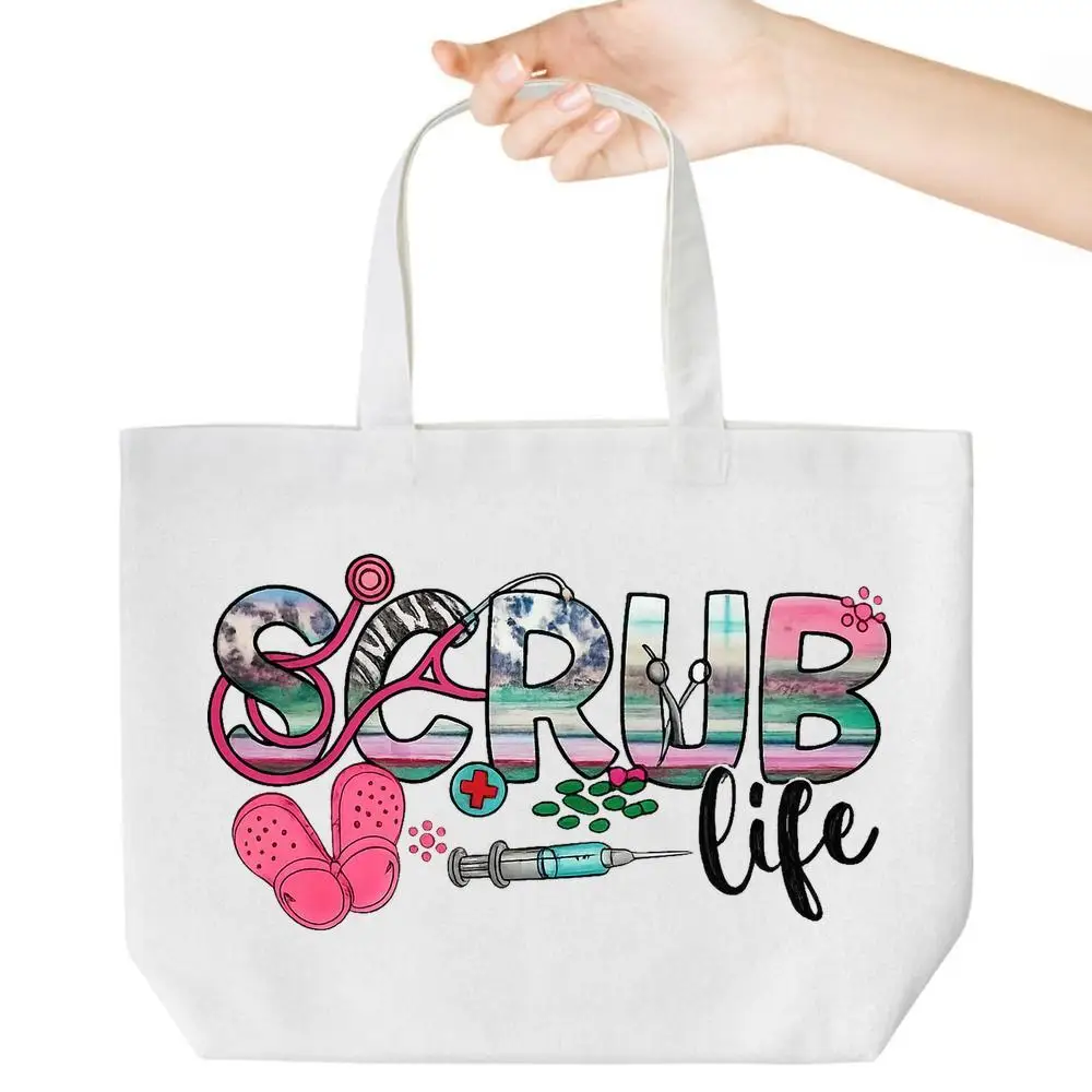

Nurse Tote Bag. Stethoscope & syringe design for work, shopping & grocery.