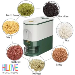 5/10Kg Rice Dispenser Storage Container Sealed Grain Cereal Dispenser Storage Box with Lid Measuring Cylinder Kitchen Food Tank