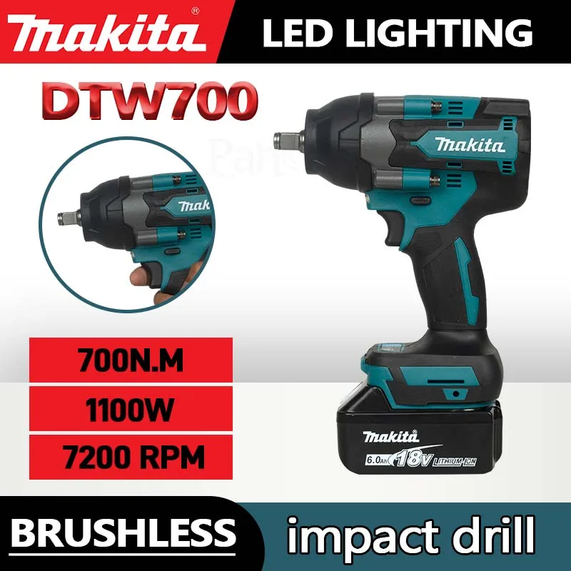 Makita DTW700Electric Wrench  Brushless Multi functional Rechargeable 18V Lithium Battery Auto Repair High Torque Impact Wrench