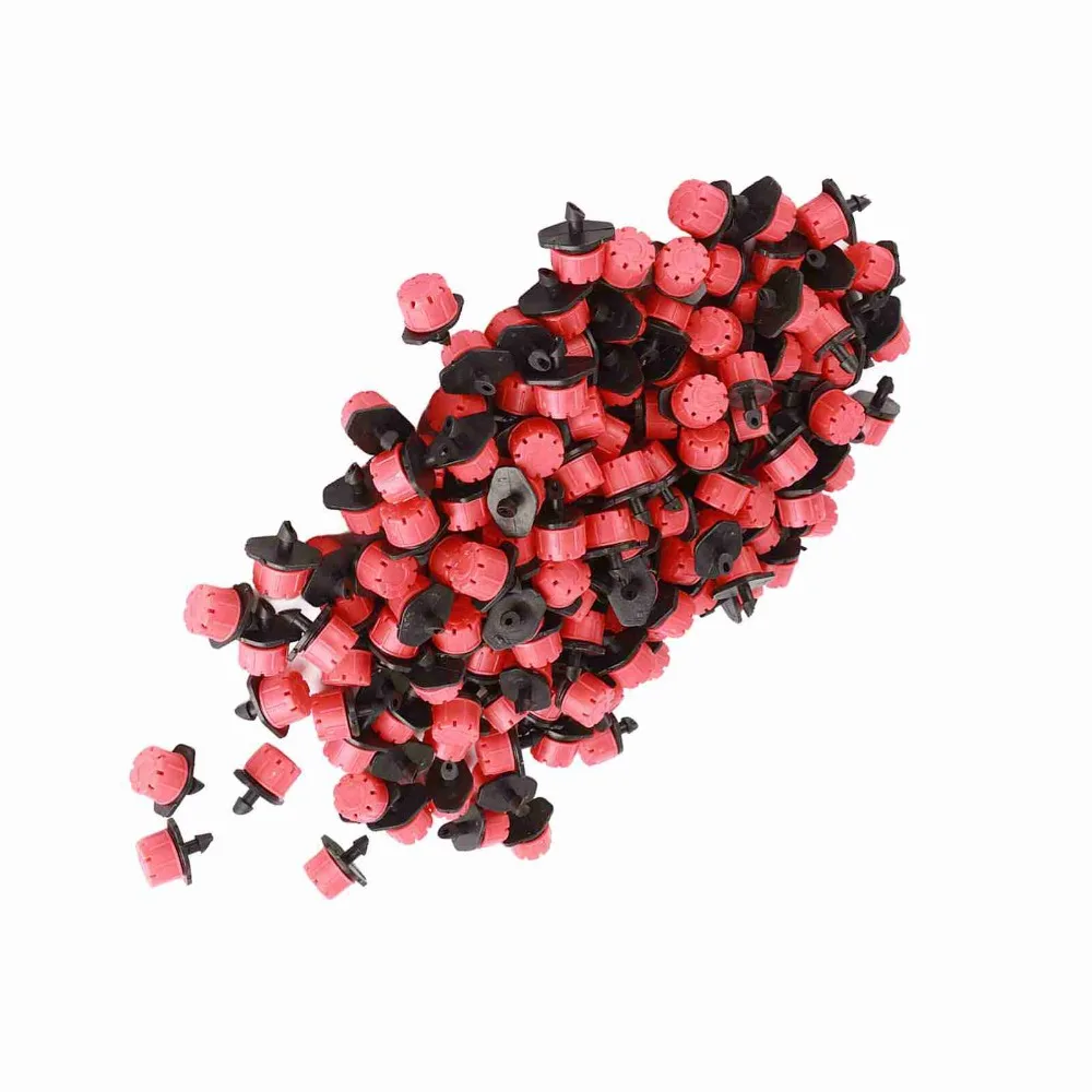 Red and Black Adjustable Irrigation Dripper Mini 1/4 Inch Barb Connection Irrigation Drippers Water-Saving Drip Emitter