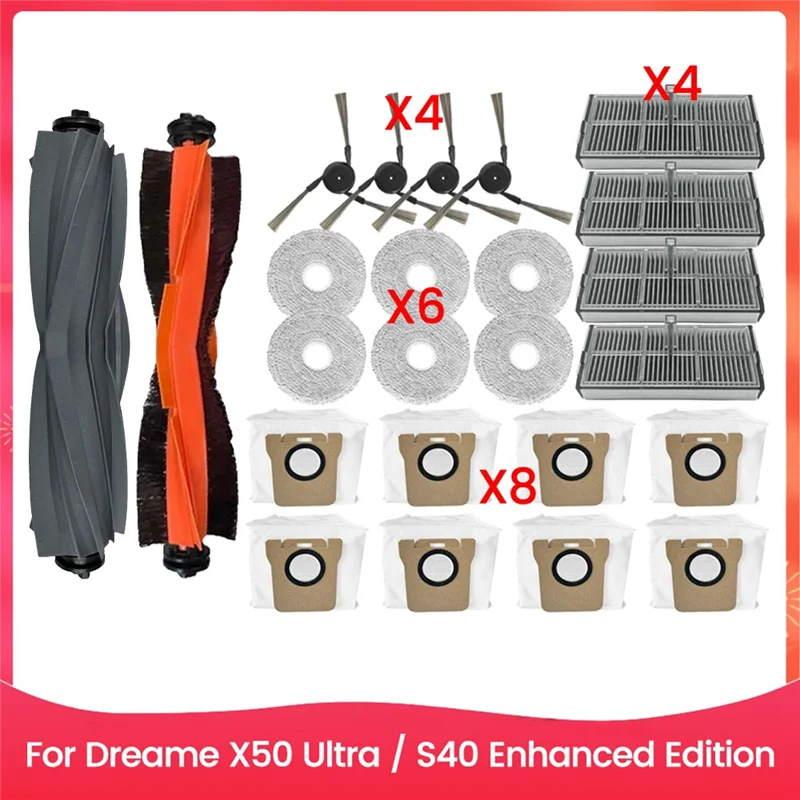A05G-24PCS Щетка-фильтр, мешок для пыли, комплект ткани для швабры Forxiaomi Mijia Omni M40/D110CN, основная боковая щетка, фильтр Hepa, тканевый мешок для швабры
