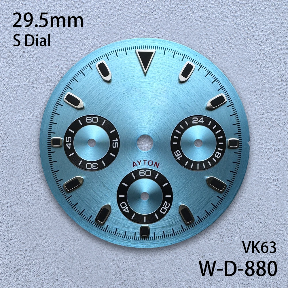 29.5mm DTN Panda S Dial Fit VK63 Movement Green Luminous CD Pattern Dial Quartz High-Quality Watch Modification Accessories