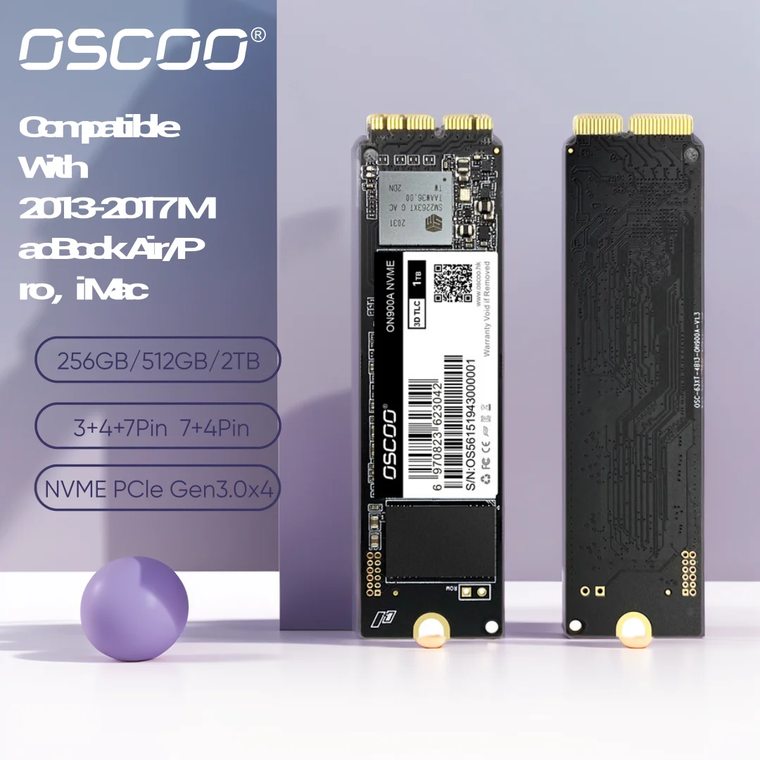 OSCOO NVMe PCIe Gen3.0 * 4 SSD untuk Macbook 2013-2017 Macbook Air A1465 A1466 A1398 A1419 A1418 SSD Internal Solid State Drive