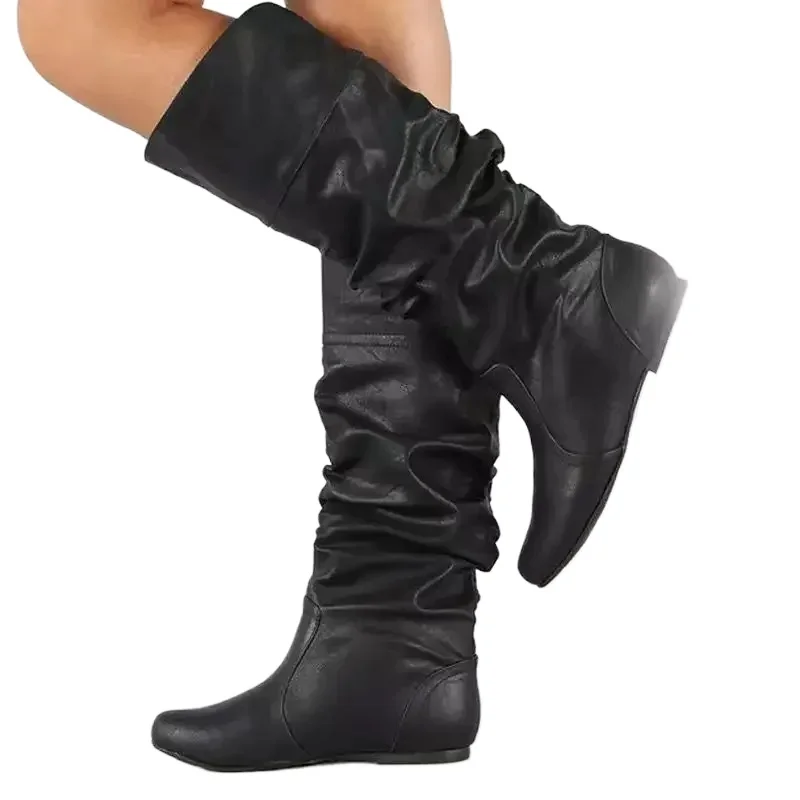 

Women High Boots Long Western Cowboy Boots Footwear Large size 35-43 Mid-Calf Boots Flat Shoes Spring Autumn 2026