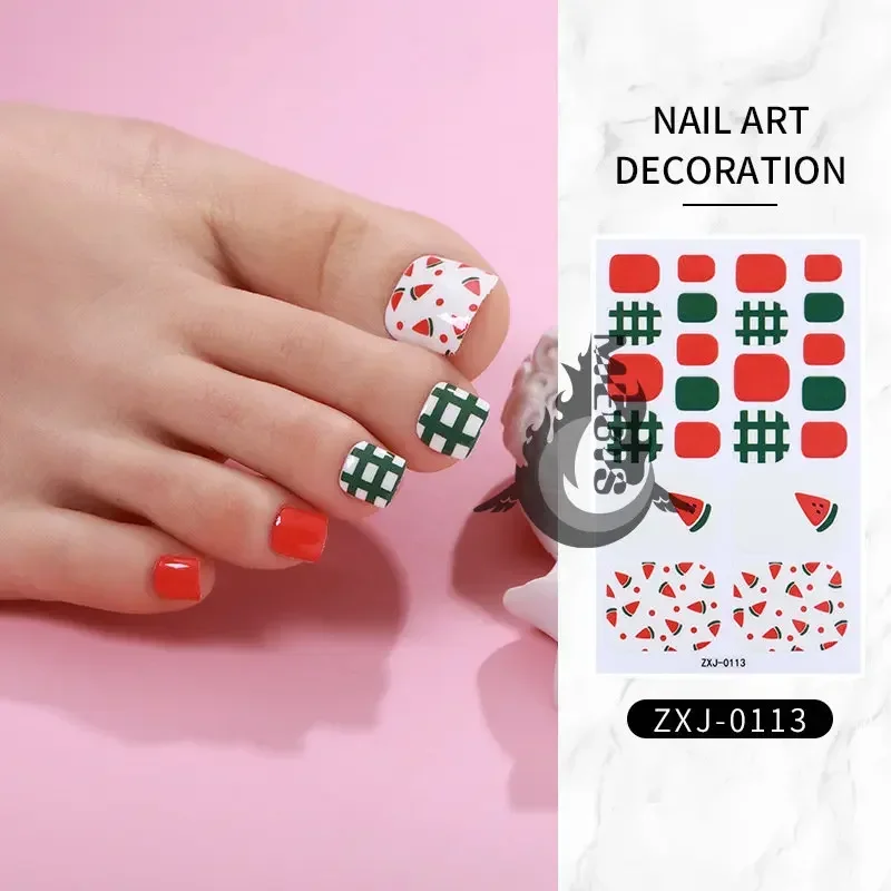 จัดส่งฟรี 22 เคล็ดลับสติกเกอร์เล็บเท้าเล็บ Glitter ฤดูร้อนสไตล์เคล็ดลับฝาครอบ Toe Nail Art Supplies เท้ารูปลอกสําหรับหญิงสาว