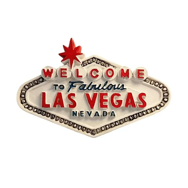 Las Vegas 3D Stereoscopic Lamp Sign Resin Painting - Home Decor Collection Fridge Magnet Tourist Souvenir America Theme