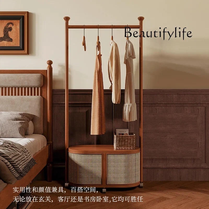 

X36 Floor-to-ceiling Household Simple Shelf Bedroom Coat Rack Removable Solid Wood Laundry Basket