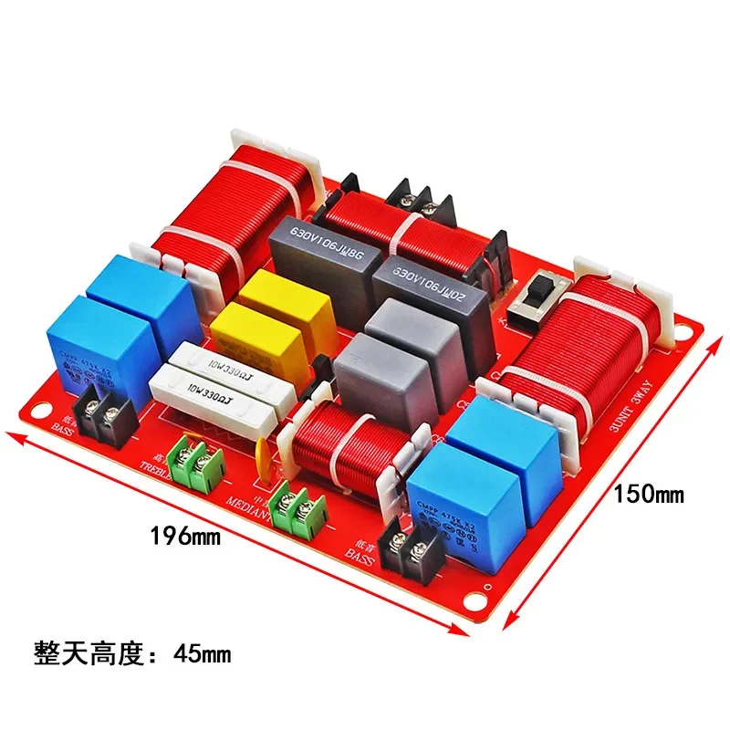 4-Way Speaker Crossover Board for 600W HiFi Audio, 1Tweeter 1Mid 2Woofers Home Theater Stage Speaker