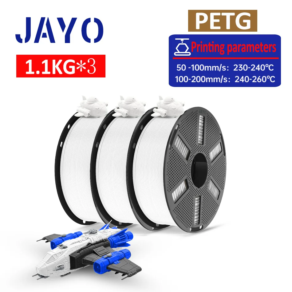 JAYO PETG 3D-Drucker-Filament, 1,75 mm, 1,1 kg/Rolle, PETG-Filament, ordentlich gewickeltes 3D-Druckmaterial für Bambu FDM