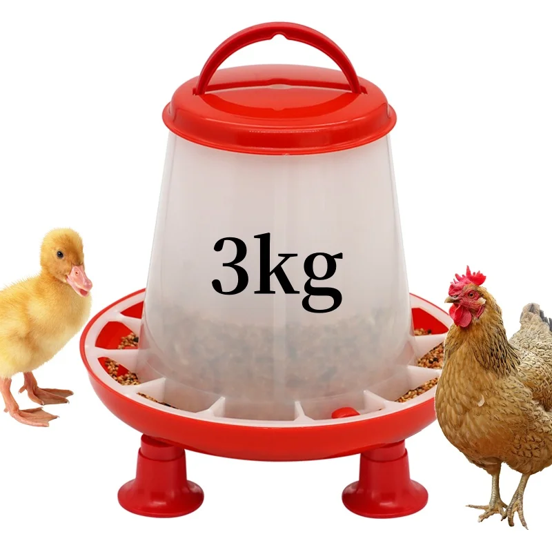 Neue 3 kg Huhn Ente Feeder Eimer Mit Bein Geflügel Lebensmittel Brunnen Huhn Küken Henne Deckel Griff Fütterung Bewässerung liefert