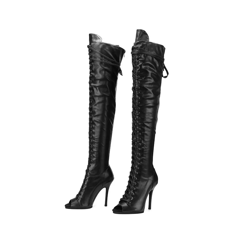 New Over-The-Knee Shoes stilettos PU High Heels Dance Shoes Women Night Club High-Heeled PU Party Shoes Knee-high boots Woman