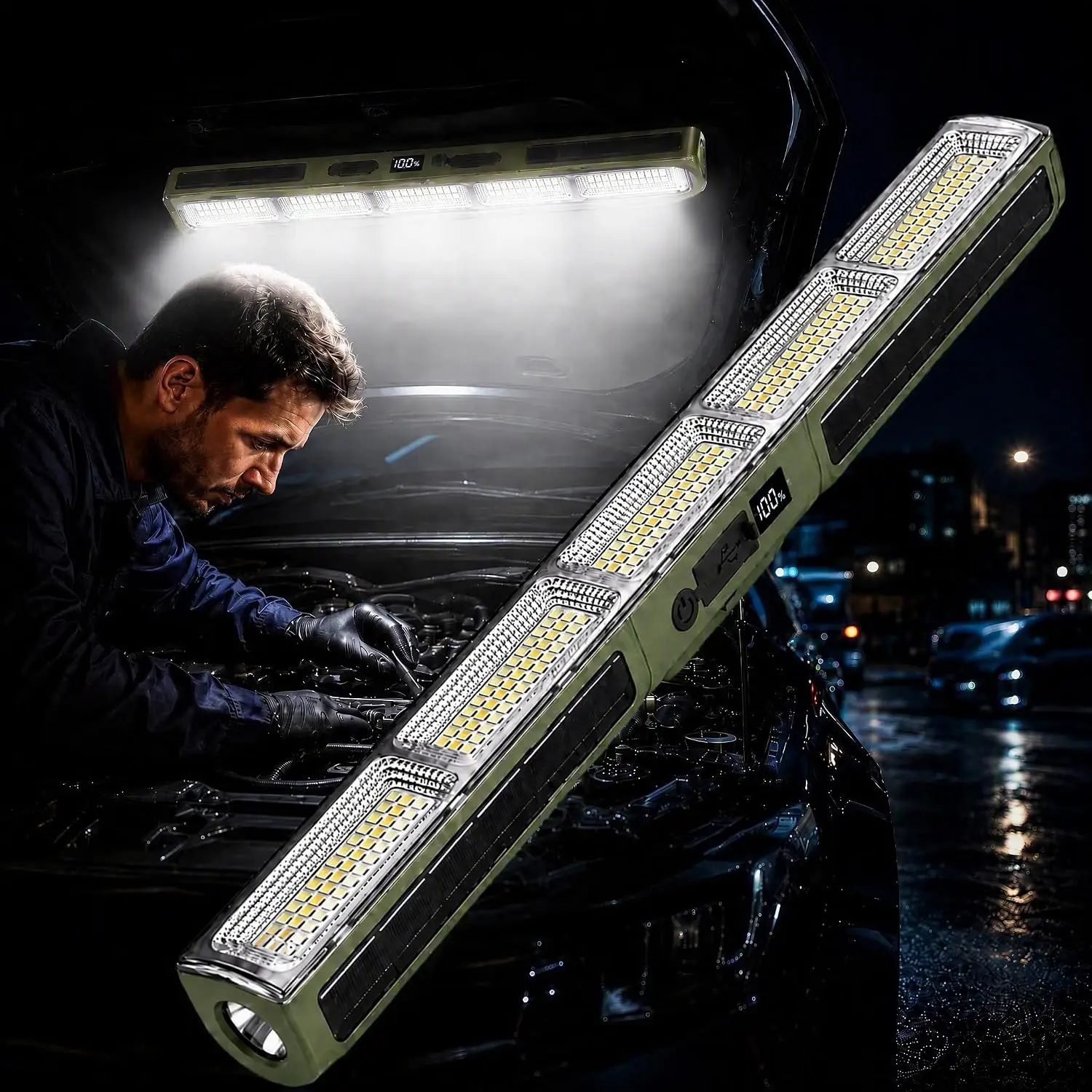 LETOUR Magnetic Work Light 7500mAh Rechargeable Inspection Lamp Waterproof Portable Emergency Lamp with Hook for Camping Repair