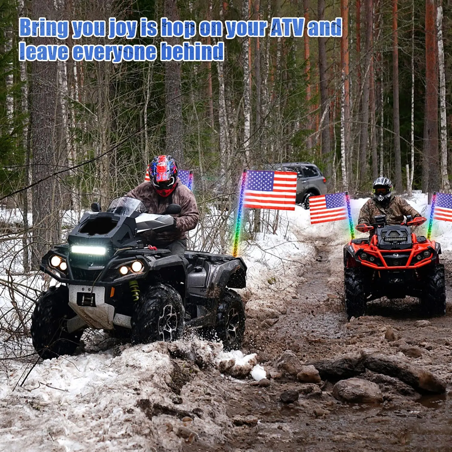 2 قطعة 1/2/3/4FT RRB LED سوط أضواء مع العلم RF التحكم عن بعد 360 دوامة الرقص مطاردة ضوء هوائي سوط مصابيح ل UTV ATV #6