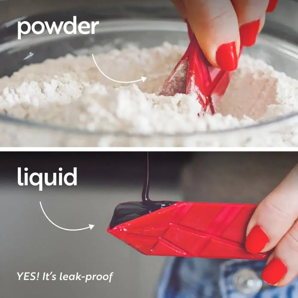 مضلع شقة 3 في 1 قياس الملاعق شقة قياس الملاعق متعددة الوظائف للطي ملاعق شقة قياس الكؤوس الخبز ملعقة كبيرة