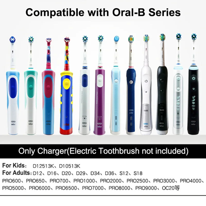 Oral-B-cargador de cepillo de dientes eléctrico para adultos y niños, adaptador de Base de carga inductiva, enchufe para UE/EE. UU./REINO UNIDO/AU