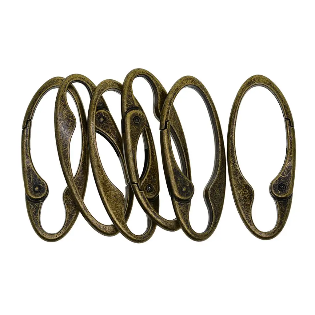 6 Pieces Vintage Bronze Carabiner Carabiner Keyring Clip Keychain