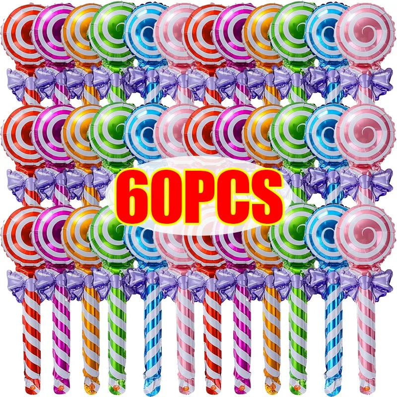 Globos coloridos de papel de aluminio con forma de piruleta, globos de caramelo de mano de papel de aluminio para decoración de fiesta de cumpleaños y boda, juguetes para niños al por mayor