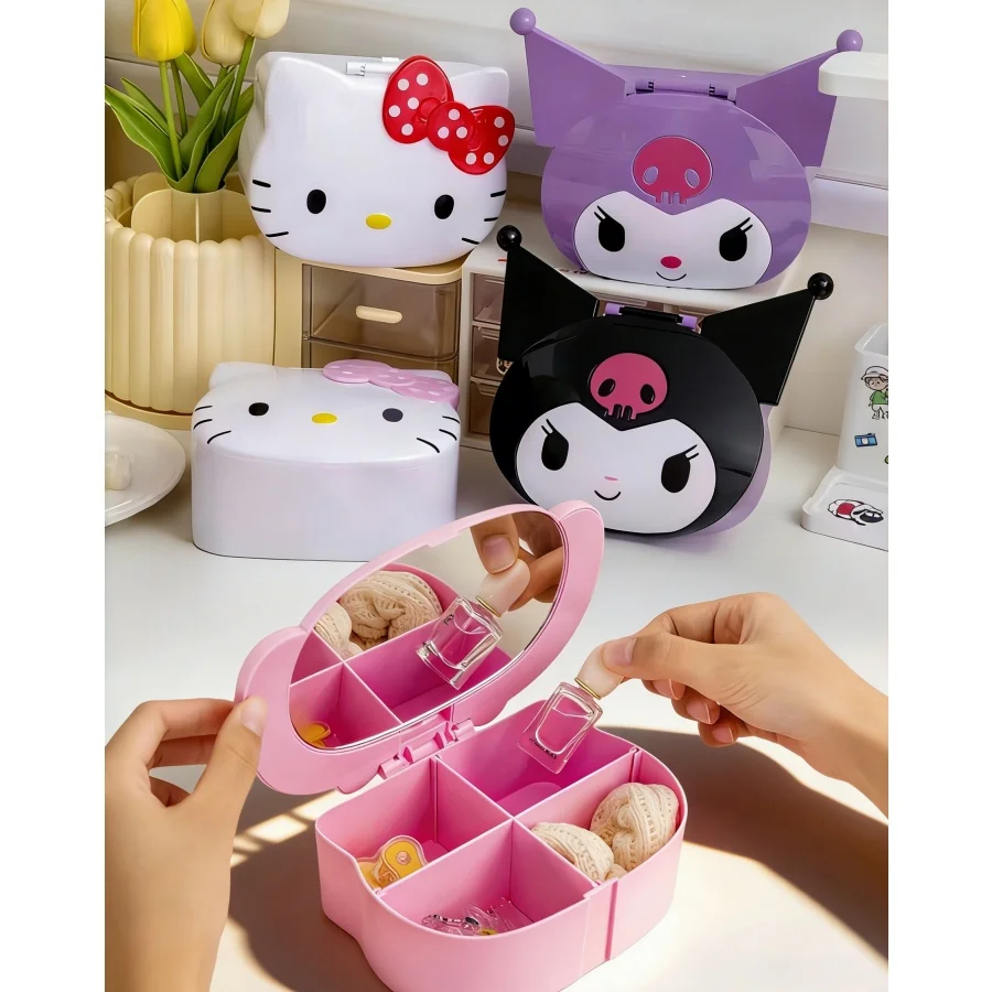 1 caja de almacenamiento de joyas Hello Kittys Kuromi, caja de accesorios para joyería, un gran regalo para amigos