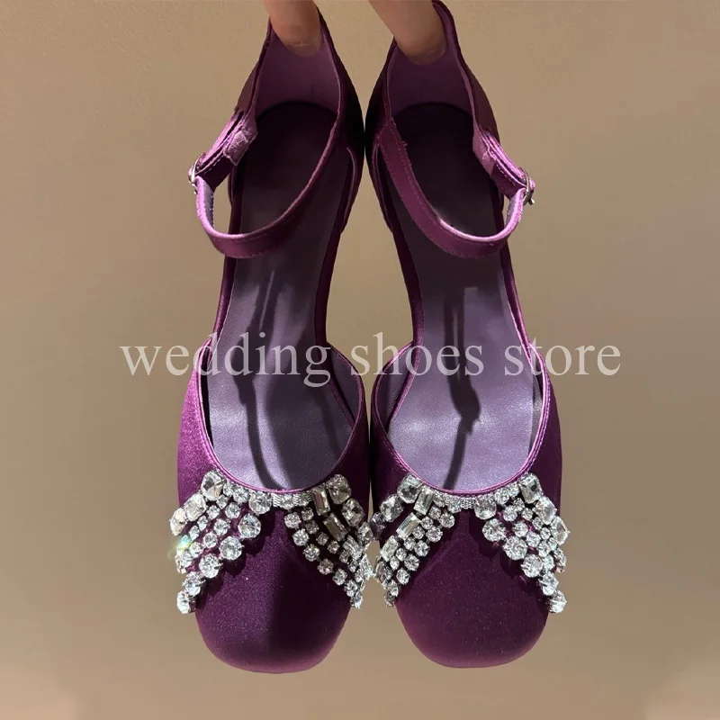 

New style 2025 Mary Jane Hollowed-Out Rhinestone Sandals Ankle Strappy Heels Bride Wedding Sandals Women Summer Party Shoes