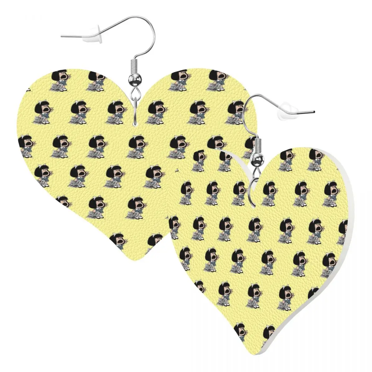 Custom Mafalda Quino Comics Leather Earrings for Women Teardrop Dangle Earrings Jewelry Accessories