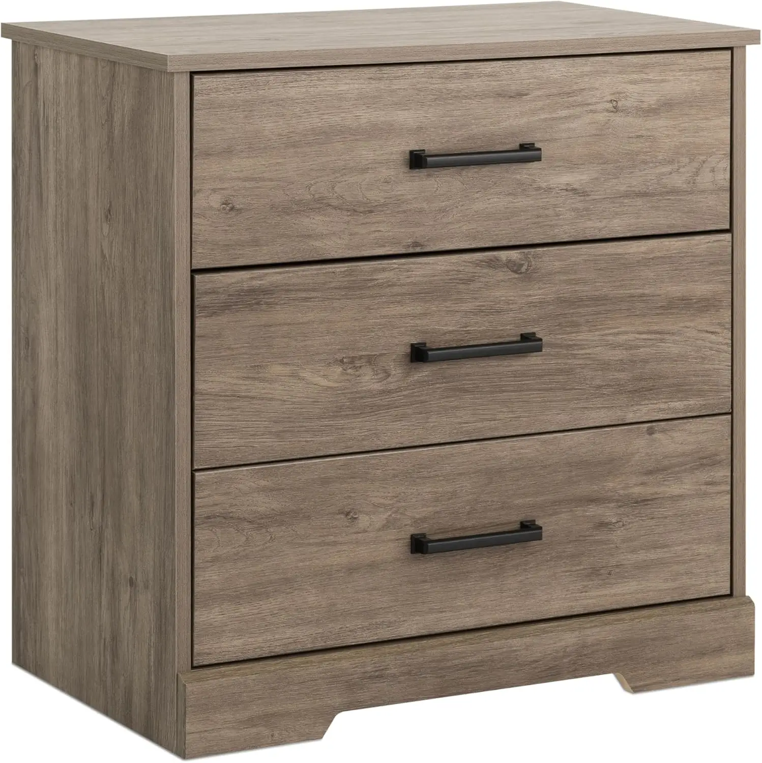 

Three Drawer Nightstand, 16.25in x 27.5in x 26.75in, Rustic Brown