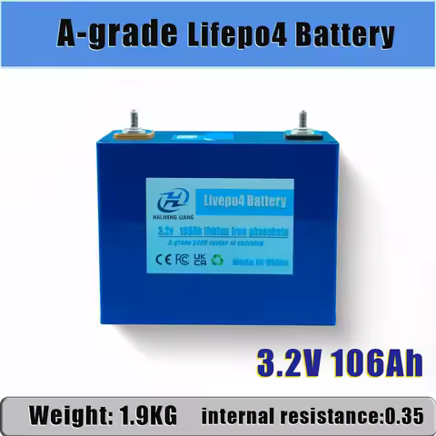 LiFePO4 3.2V 106AH Lithium Iron Phosphate Battery, Automotive Energy Storage Battery, Rechargeable Battery DIY12V Solar Energy