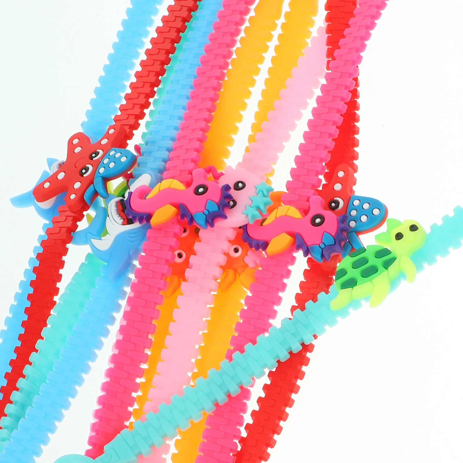 

12pcs Marine Animal Bracelets Adjustable PVC Beach Party Favors Cute Kids Women Cartoon Wristbands Decorative Gifts