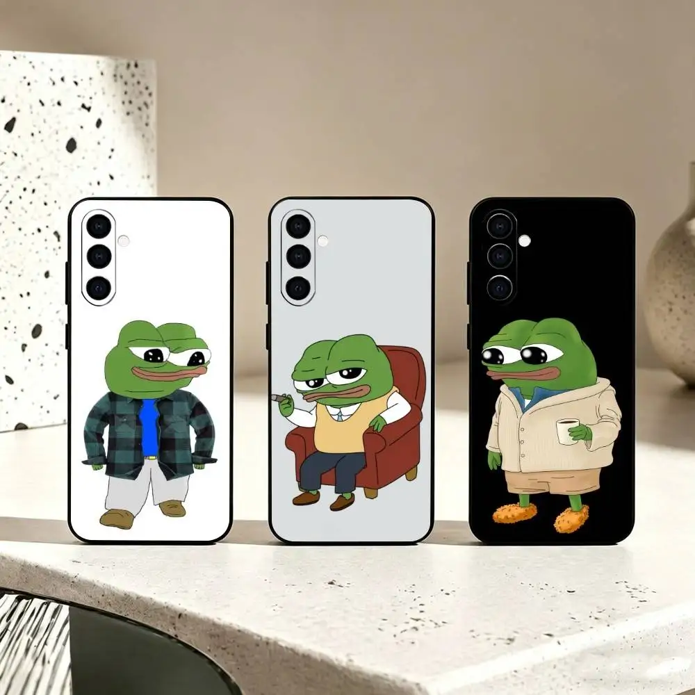 Sad F-Frog P-Pepe Funny gift Phone Case For Samsung Galaxy A73,A72,A71,A70,A53,A52,A51,Soft Silicone Black Cover