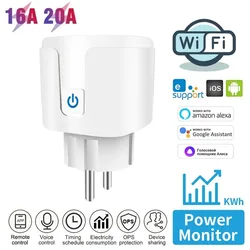 Ewelink Wifi 16A/20A EU Electricity Meter Socket Power Monitor Plug Electricity Monitor Switch for Table Lamp Fan TV Computer