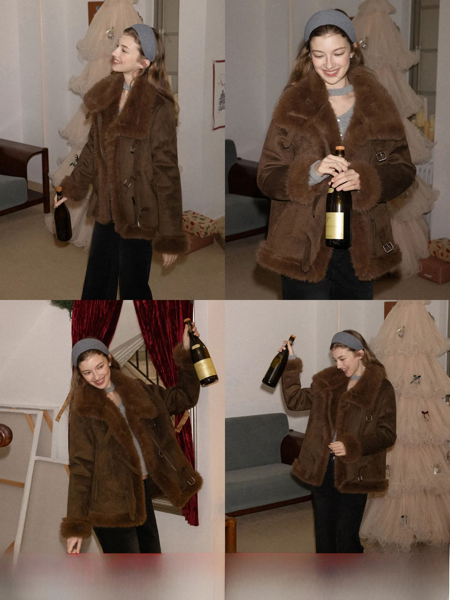 

Теплая верхняя одежда: женское пальто с утолщенным меховым воротником, комбинированное из кожи и меха, повседневное, свободного кроя, с длинными рукавами