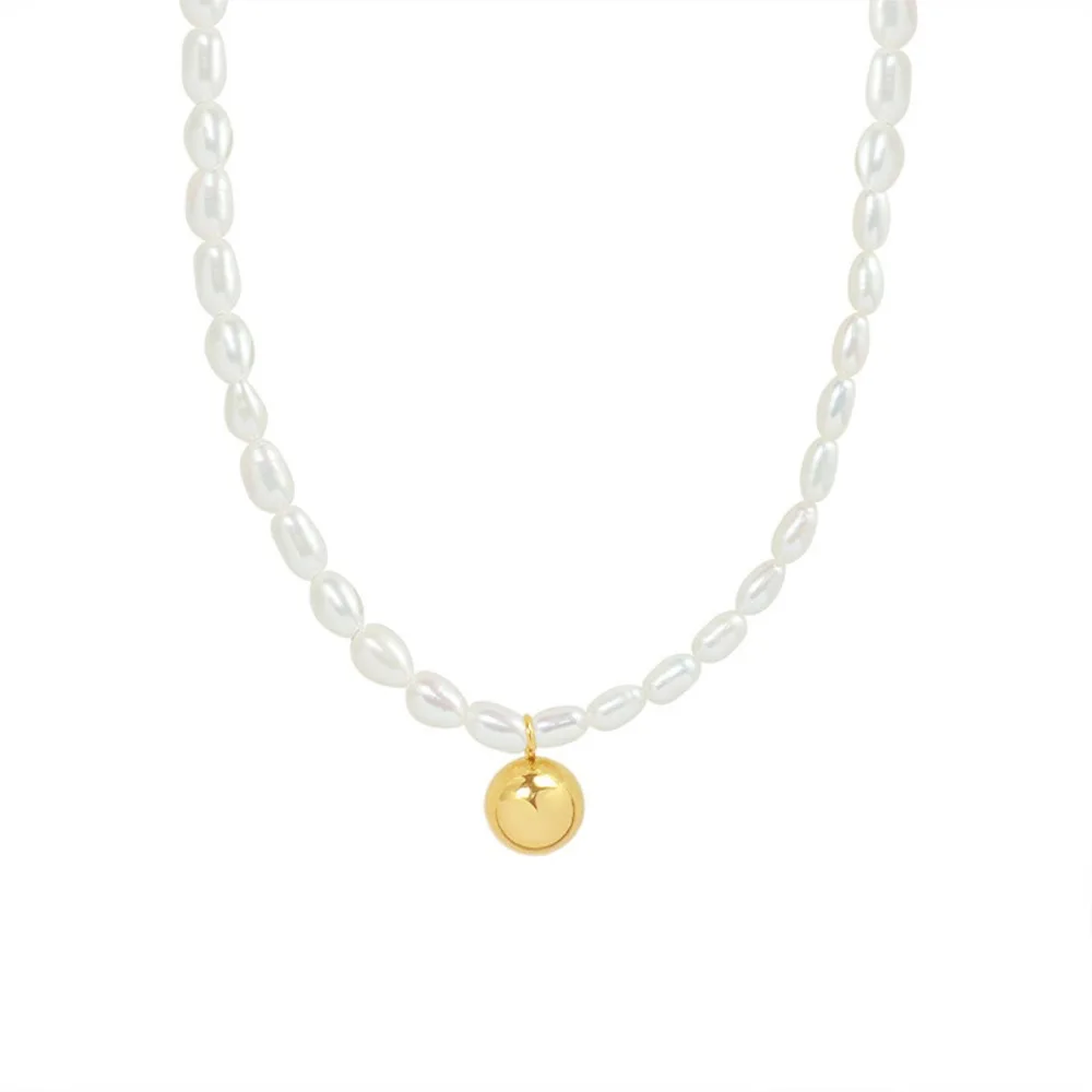 

Women's Necklace Ins Style Natural Freshwater Pearl Steel Bead Pendant Collarbone Chain Stainless Steel Fashion Jewelry