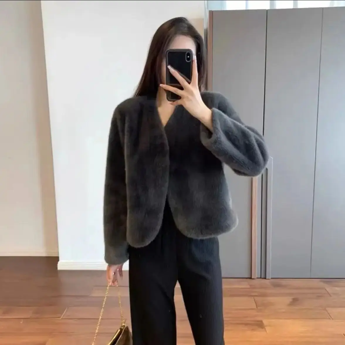 New Winter Faux Fur Coat Femininity Velvet Mink Elegant Chamarras Mujer Loose Fit Cassual Women Jacket Winter Women's Outerwear