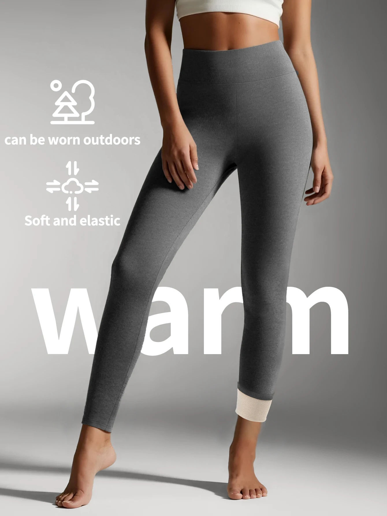 

Women's Derong Thermal Pants Winter Thickened Heat-Retaining Slim-Fit Stretchy Skin-Fitting Indoor Outdoor Cold Weather